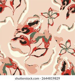 Watercolour floral set. DIY flower elements collection - perfect for flower bouquets, wreaths, arrangements, Spring floral set of abstract watercolor blooming red roses, leaves, branches,