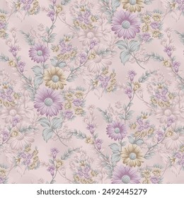 Watercolour flower textile seamless design digital print all over pattren