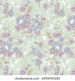 Watercolour flower textile seamless design digital print all over pattren