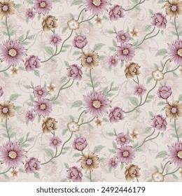 Watercolour flower textile seamless design digital print all over pattren