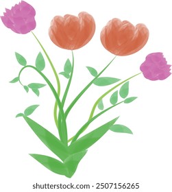 Flores de acuarela y hojas editables