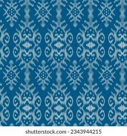Watercolour Ikat Ogee background - Ethnic folk seamless pattern. Abstract background for textile design, wallpaper, surface textures. Boho Style