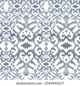 Watercolour Ikat Ogee background - Ethnic folk seamless pattern. Abstract background for textile design, wallpaper, surface textures. Boho Style