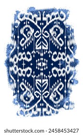 Watercolour Ikat Ogee background - Ethnic folk pattern. Abstract background for textile design, wallpaper, surface textures. Boho Style