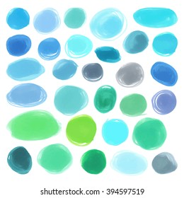 Watercolour marker blue circle vector textures. Pack for you to drag and drop onto your designs. Vector japan marker design elements blue color