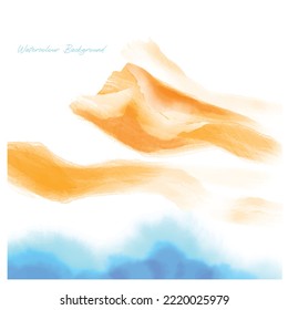 watercolour mountain landscape. mountain cloudy of watercolour background. watercolour art for poster, wallpaper, presentation, and banner graphic vector.