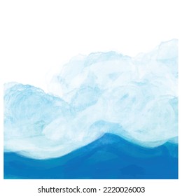 watercolour mountain landscape. mountain cloudy of watercolour background. watercolour art for poster, wallpaper, presentation, and banner graphic vector.