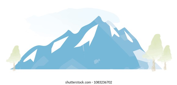 Watercolour Mountains Landscape