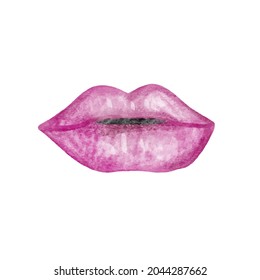 Aquarellfarbene Lippen. handgezeichnete Vektorgrafik 