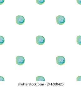 Watercolour polka dot seamless pattern. Vector illustration.