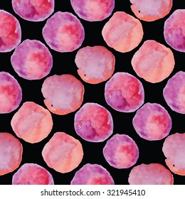 Watercolour polka dot seamless pattern. Vector illustration.