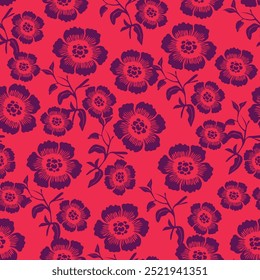 acuarela rojo floreciente patrón floral sin fisuras, boceto de línea, flores delicadas, hojas verdes, diseño para la moda, tela, textil, Fondo de pantalla, cubierta, Web