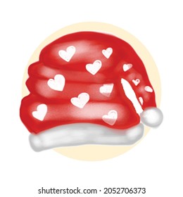 watercolour Red hat simple design.  christmas hat or gnomes hat style design. painting illustration