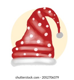 watercolour Red hat simple design.  christmas hat or gnomes hat style design. painting illustration