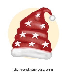 watercolour Red hat simple design.  christmas hat or gnomes hat style design. painting illustration