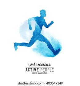 Watercolour running man Vector. 