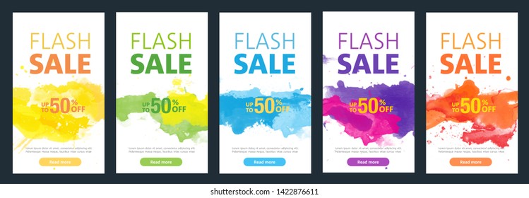 watercolour scene useful for any project where a platter of colour makes the difference trade portable banners design template pack set for society media retail makeup colorful unique build background