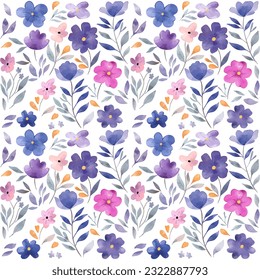 Watercolour seamless pattern design for fabric, wrapping paper, wallpaper. Flower background.