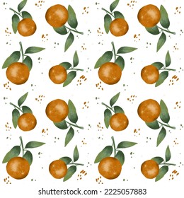 Watercolour seamless pattern with oranges. Napkins design, wrapping paper, notebook cover. 