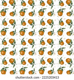 Watercolour seamless pattern with oranges. Napkins design, wrapping paper, notebook cover. 
