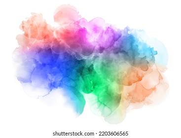 Watercolour splatter background with rainbow colours