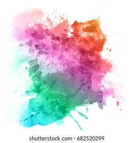 Watercolour splatter in rainbow colours