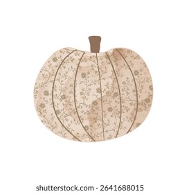 Watercolour style pumpkin. pumpkin with leaf and flower pattern. Vector autumn illustration