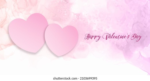 Watercolour Valentines Day banner with hearts design