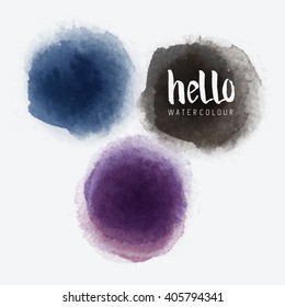 Watercolour Vector Circles.Vector watercolour label stains. Vector illustration.