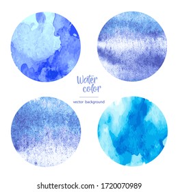 Watercolour vector textured circles collection.