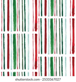 Watercolour Vertical Striped Green red Seasonal Seamless pattern Vector Illustration Not AI , Design for fashion , fabric, textile, wallpaper , wrapping and all prints