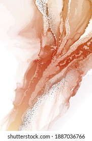 Watercoor painting Earth tones background. Abstract acrylic ink pouring art design for print, cover, wallpaper, Minimal and natural  interior print. Soft texture design.  Vcetor 