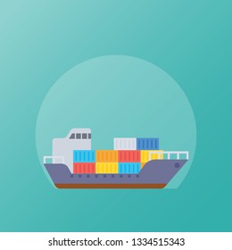 Watercraft, cargo ship flat vector 