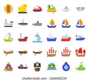 Watercraft icon set, flat design vector illustration