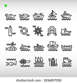 Watercraft Icon Set Outline Style Unique Stock Vector (Royalty Free ...