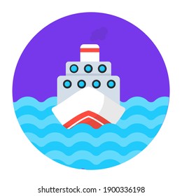 
A watercraft journey, ship flat rounded icon