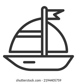 Watercraft, sailboat - icon, illustration on white background, outline style