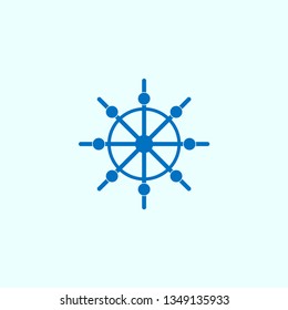 Watercraft steering wheel image, control, logo, design, icon, vector illustration