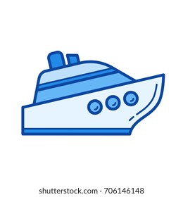 Watercraft vector line icon isolated on white background. Watercraft line icon for infographic, website or app. Blue icon designed on a grid system.