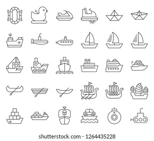 Watercraft vector set, line design icon editable outline