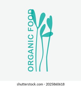 Watercress salad. Logo for an organic food producer. Microgreen icon.