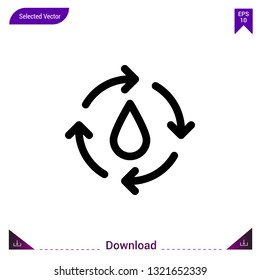 water-cycle icon vector . Best modern, simple, isolated, application ,ecology icons, logo, flat icon for website design or mobile applications, UI / UX design vector format