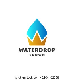 Waterdrop and crown combinations,in background white ,vector logo design editable