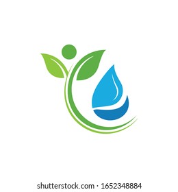Vektorillustration von Wassertropfen und Laubökologie