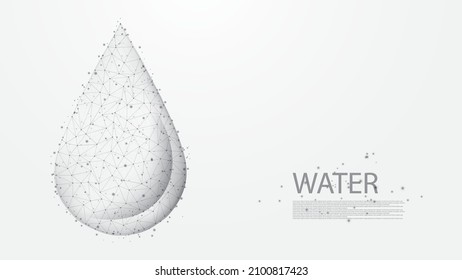 Waterdrop line connection. Low poly wireframe design. Abstract geometric background. vector illustration.