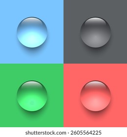 Waterdrop, raindrop or dew on a green, blue, red and grey background. Vector design.