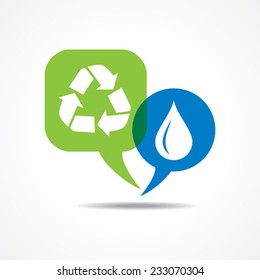 Waterdrop and recycle icon in message bubble stock vector