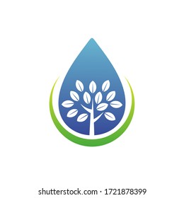 Diseño del logotipo de la cascada y el árbol
