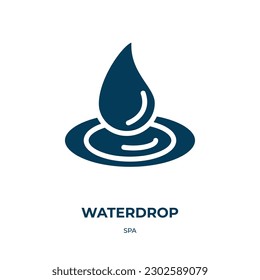 icono del vector de cascada. gota de agua, agua, íconos rellenos de gota del concepto de spa plano. Icono de glifo negro aislado, elemento de símbolo de ilustración vectorial para diseño web y aplicaciones móviles