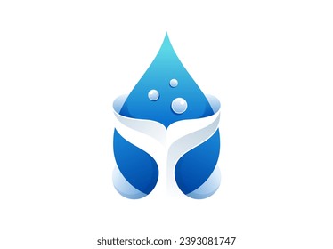 Waterdrop Whale Dolphin Shark Tail Logo icon vector illustration